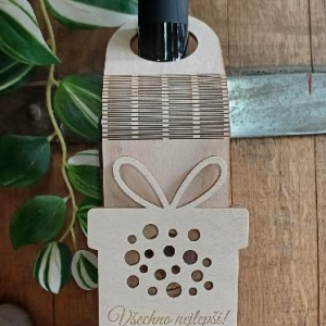 Dárková, dřevěná, závěsná cedulka na peníze - Všechno nejlepší